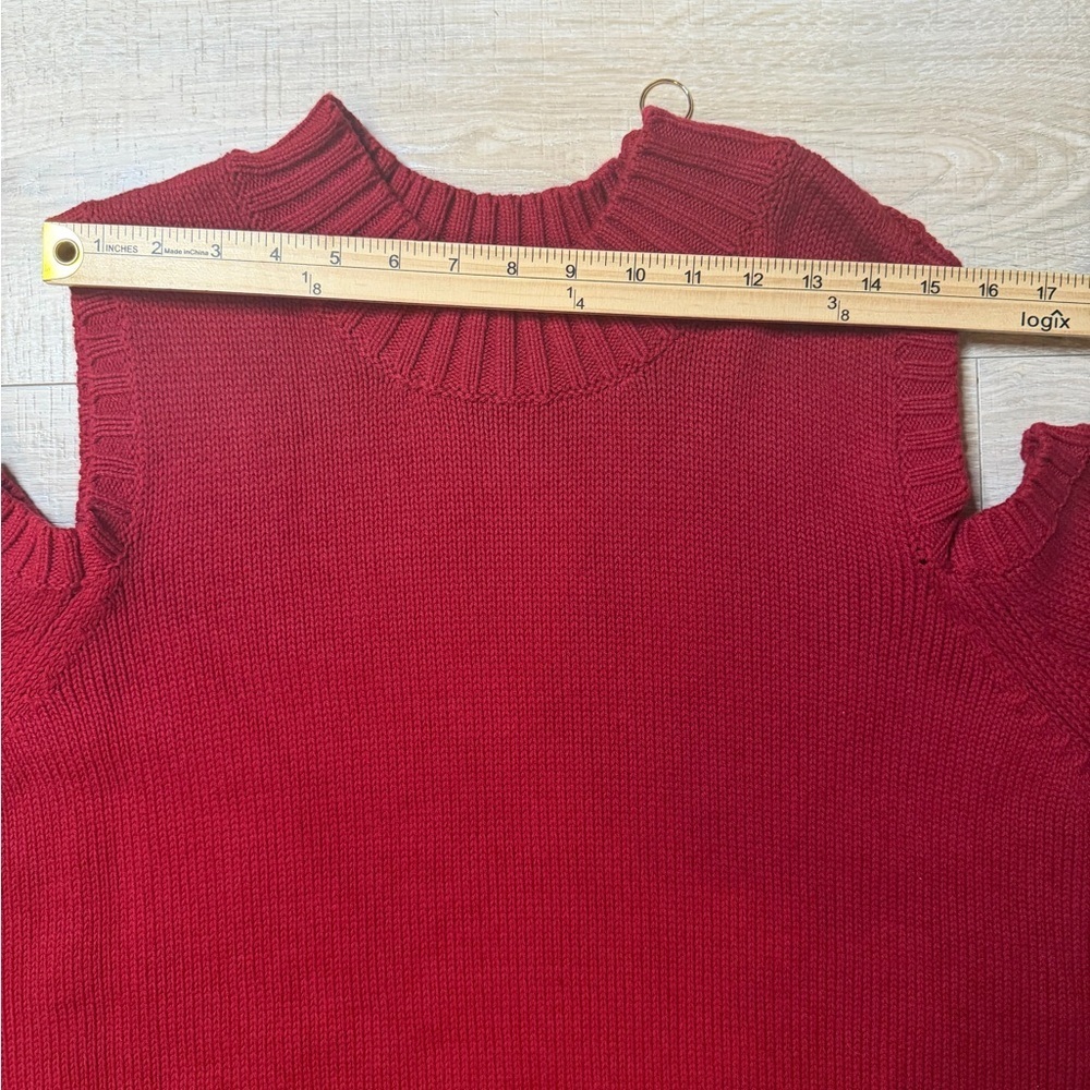 Susan Graver Red Cold Shoulder Knit Sweater Women’s 3X Cotton Blend Pullover - Picture 10 of 12